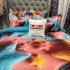 Lenjerie pat dublu, FINET, Imprimeu Digital 5D - Identic cu poza, Cu ELASTIC, 6 piese, Pucioasa, Roz, Bleu stelute pufoase [13]