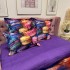 Lenjerie pat dublu, FINET, Imprimeu Digital 5D - Identic cu poza, Cu ELASTIC, 6 piese, Pucioasa, Multicolor, macarons [12]