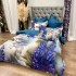 Lenjerie pat dublu, FINET, Imprimeu Digital 5D - Identic cu poza, Cu ELASTIC, 6 piese, Mov, flori liliac [5]