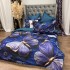 Lenjerie pat dublu, FINET, Imprimeu Digital 5D - Identic cu poza, Cu ELASTIC, 6 piese, Albastru, fluturi [2]