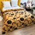 Patura pufoasa cocolino 200x230cm, 240g/mp, Mustar, flori [2]