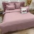 Lenjerie pat dublu cu Elastic, Damasc cu Patratele, 6 piese, Roz pudra [2]
