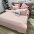 Lenjerie pat dublu cu Elastic, Damasc cu Patratele, 6 piese, Roz [10]
