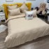 Lenjerie pat dublu cu Elastic, Damasc cu Patratele, 6 piese, Bej auriu [3]