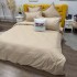 Lenjerie pat dublu cu Elastic, Damasc cu Patratele, 6 piese, Bej auriu [8]