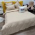 Lenjerie pat dublu cu Elastic, Damasc cu Patratele, 6 piese, Bej auriu [10]
