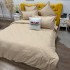 Lenjerie pat dublu cu Elastic, Damasc cu Patratele, 6 piese, Bej auriu [11]