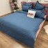 Lenjerie pat dublu cu Elastic, Damasc cu Patratele, 6 piese, Albastru Petrol [5]
