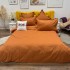 Lenjerie pat dublu cu Elastic, Damasc cu Patratele, 6 piese, Portocaliu [2]