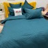 Lenjerie pat dublu cu Elastic, Damasc cu Patratele, 6 piese, Verde [5]