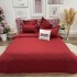 Lenjerie pat dublu cu Elastic, Damasc cu Patratele, 6 piese, Rosu [2]