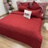 Lenjerie pat dublu cu Elastic, Damasc cu Patratele, 6 piese, Rosu [4]