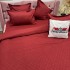 Lenjerie pat dublu cu Elastic, Damasc cu Patratele, 6 piese, Rosu [6]