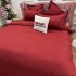Lenjerie pat dublu cu Elastic, Damasc cu Patratele, 6 piese, Rosu [9]
