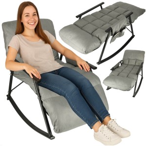 OUTLET Scaun balansoar si sezlong pliabil pentru gradina gri