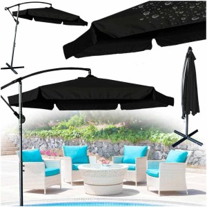 Umbrela de gradina premium cu brat lateral 290 cm, pliabila, neagra