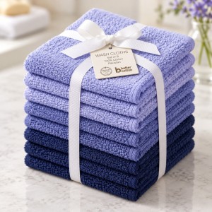 Set 9 prosoape mici 30x30cm, din 100% bumbac,  350g, Rice, Albastru