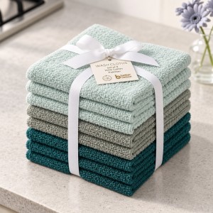 Set 9 prosoape mici 30x30cm, din 100% bumbac,  350g, Rice, Verde