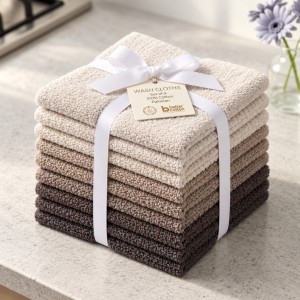 Set 9 prosoape mici 30x30cm, din 100% bumbac,  350g, Rice, Gri