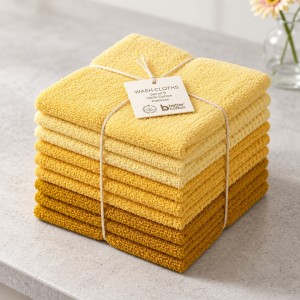 Set 9 prosoape mici 30x30cm, din 100% bumbac,  350g, Rice, Galben