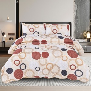 Cuvertura Matlasata, 220x240cm, cu 2 Fete + 2 fete de perna 50x70cm, Bej/Gri