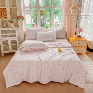 Pilota de Vara Racoritoare Ice Touch, 200x230cm + 2 fete de perna 50x70cm - Ultra Usoara, Efect Instant de Racorire si Confort Maxim, Roz, Capsuni