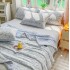 Pilota de Vara Racoritoare Ice Touch, 200x230cm + 2 fete de perna 50x70cm - Ultra Usoara, Efect Instant de Racorire si Confort Maxim, Bleu, Floricele [2]