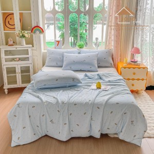 Pilota de Vara Racoritoare Ice Touch, 200x230cm + 2 fete de perna 50x70cm - Ultra Usoara, Efect Instant de Racorire si Confort Maxim, Bleu, Ursuleti
