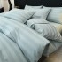 Lenjerie de Pat HoReCa DeLuxe, Damasc Premium din Bumbac Egiptean 100% , 6 Piese, Dunga Lata Tesuta, Cearceaf cu Elastic, Aqua [3]