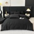 Lenjerie de Pat HoReCa DeLuxe, Damasc Premium din Bumbac Egiptean 100% , 6 Piese, Dunga Lata Tesuta, Cearceaf cu Elastic, Negru [5]