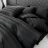 Lenjerie de Pat HoReCa DeLuxe, Damasc Premium din Bumbac Egiptean 100% , 6 Piese, Dunga Lata Tesuta, Cearceaf cu Elastic, Negru [3]