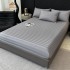 Lenjerie de Pat HoReCa DeLuxe, Damasc Premium din Bumbac Egiptean 100% , 6 Piese, Dunga Lata Tesuta, Cearceaf cu Elastic, Gri Mediu [4]