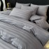 Lenjerie de Pat HoReCa DeLuxe, Damasc Premium din Bumbac Egiptean 100% , 6 Piese, Dunga Lata Tesuta, Cearceaf cu Elastic, Gri Mediu [2]