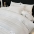 Lenjerie de Pat HoReCa DeLuxe, Damasc Premium din Bumbac Egiptean 100% , 6 Piese, Dunga Lata Tesuta, Cearceaf cu Elastic, Alb [2]