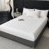 Lenjerie de Pat HoReCa DeLuxe, Damasc Premium din Bumbac Egiptean 100% , 6 Piese, Dunga Lata Tesuta, Cearceaf cu Elastic, Alb [3]
