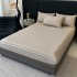 Lenjerie de Pat HoReCa DeLuxe, Damasc Premium din Bumbac Egiptean 100% , 6 Piese, Dunga Lata Tesuta, Cearceaf cu Elastic, Bej [5]