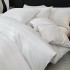 Lenjerie de Pat HoReCa DeLuxe, Damasc Premium din Bumbac Egiptean 100% , 6 Piese, Dunga Lata Tesuta, Cearceaf cu Elastic, Alb [5]