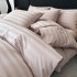 Lenjerie de Pat HoReCa DeLuxe, Damasc Premium din Bumbac Egiptean 100% , 6 Piese, Dunga Lata Tesuta, Cearceaf cu Elastic, Roz Prafuit Pal [2]