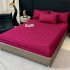 Lenjerie de Pat HoReCa DeLuxe, Damasc Premium din Bumbac Egiptean 100% , 6 Piese, Dunga Lata Tesuta, Cearceaf cu Elastic, Grena [5]