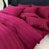 Lenjerie de Pat HoReCa DeLuxe, Damasc Premium din Bumbac Egiptean 100% , 6 Piese, Dunga Lata Tesuta, Cearceaf cu Elastic, Grena [3]