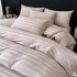 Lenjerie de Pat HoReCa DeLuxe, Damasc Premium din Bumbac Egiptean 100% , 6 Piese, Dunga Lata Tesuta, Cearceaf cu Elastic, Roz Prafuit Pal [3]