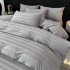 Lenjerie de Pat HoReCa DeLuxe, Damasc Premium din Bumbac Egiptean 100% , 6 Piese, Dunga Lata Tesuta, Cearceaf cu Elastic, Gri Deschis [2]