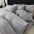 Lenjerie de Pat HoReCa DeLuxe, Damasc Premium din Bumbac Egiptean 100% , 6 Piese, Dunga Lata Tesuta, Cearceaf cu Elastic, Gri Deschis [3]
