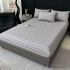 Lenjerie de Pat HoReCa DeLuxe, Damasc Premium din Bumbac Egiptean 100% , 6 Piese, Dunga Lata Tesuta, Cearceaf cu Elastic, Gri Deschis [4]