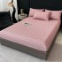 Lenjerie de Pat HoReCa DeLuxe, Damasc Premium din Bumbac Egiptean 100% , 6 Piese, Dunga Lata Tesuta, Cearceaf cu Elastic, Roz Prafuit  [4]