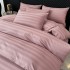 Lenjerie de Pat HoReCa DeLuxe, Damasc Premium din Bumbac Egiptean 100% , 6 Piese, Dunga Lata Tesuta, Cearceaf cu Elastic, Roz Prafuit  [2]