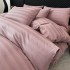 Lenjerie de Pat HoReCa DeLuxe, Damasc Premium din Bumbac Egiptean 100% , 6 Piese, Dunga Lata Tesuta, Cearceaf cu Elastic, Roz Prafuit  [3]