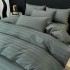 Lenjerie de Pat HoReCa DeLuxe, Damasc Premium din Bumbac Egiptean 100% , 6 Piese, Dunga Lata Tesuta, Cearceaf cu Elastic, Gri Inchis [2]
