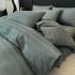 Lenjerie de Pat HoReCa DeLuxe, Damasc Premium din Bumbac Egiptean 100% , 6 Piese, Dunga Lata Tesuta, Cearceaf cu Elastic, Gri Inchis [3]