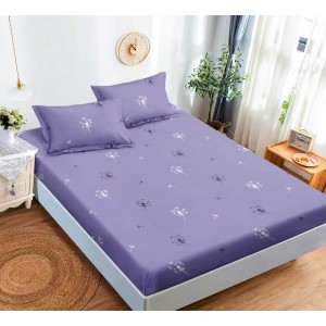 Cearsaf cu elastic, Bumbac FINET, 160/180x200cm, 2 fete de perne 50x70cm, Jojo Home, Lila, Papadii